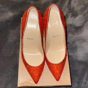 Christian Louboutin Pigalle Follies Custom with Orange Swarovski Crystals 100